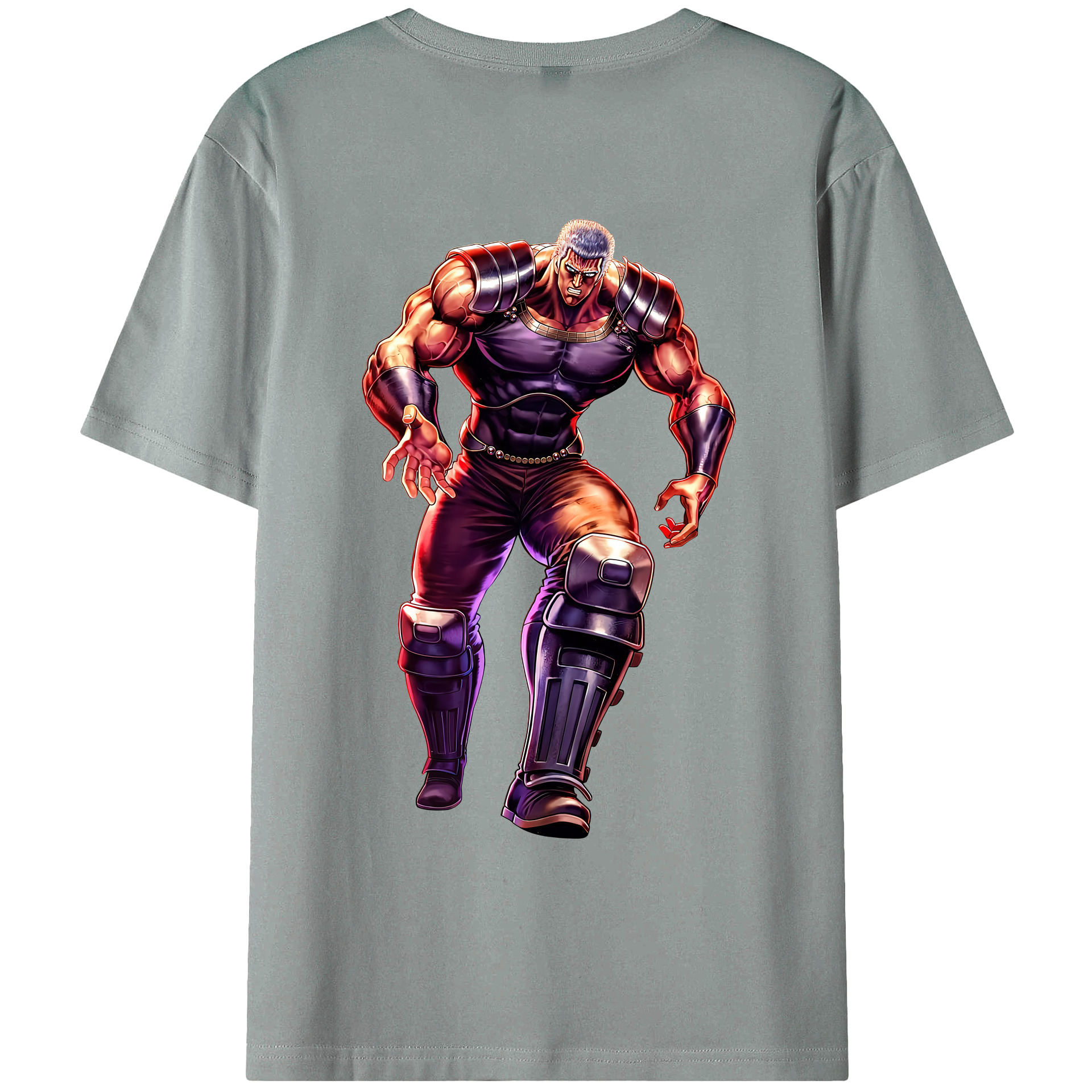 （画像用） 北斗の拳 Fist of the North Star 綿100％ メンズ半袖Tシャツ（バックプリント） 通気性